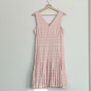 Rebecca Taylor Blush Pink Cotton Midi Dress Fit And‎ Flare Dress Size 4